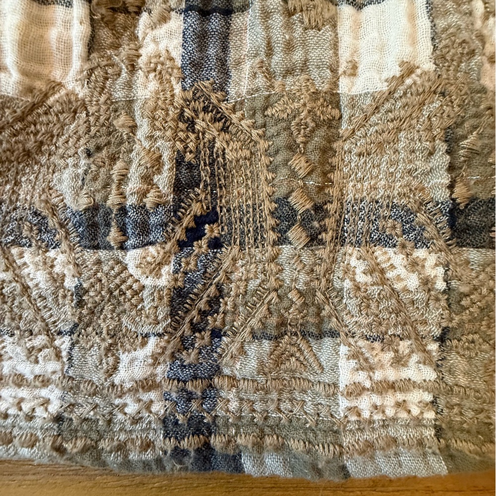 Johnny Was 3J Workshop Embroidered Plaid Tunic Blouse Boho Neutral Small - Picture 10 of 14